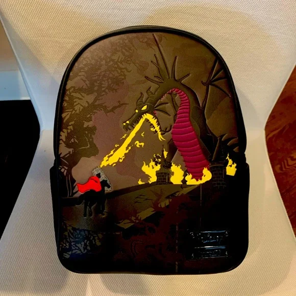 LOUNGEFLY Sleeping Beauty Maleficent Dragon and Prince Phillip Scene Backpack Disney Loungefly Maleficent Dragon Prince Philip Sleeping  main image 2